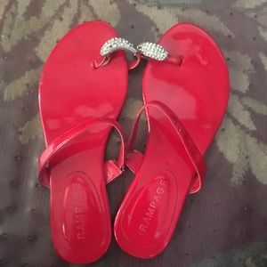 Red Sandals with a cute diamond toe insert